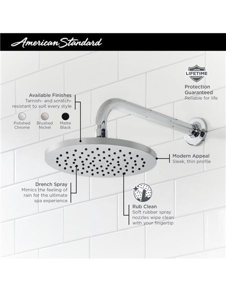 American Standard Studio S 8-Inch 2.5 gpm/9.5 L/min Rain Showerhead
