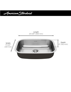 American Standard Portsmouth 23 x 18-Inch Stainless Steel Undermount Single-Bowl ADA Kitchen Sink 2