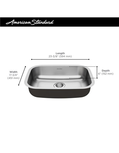 American Standard Portsmouth 23 x 18-Inch Stainless Steel Undermount Single-Bowl ADA Kitchen Sink