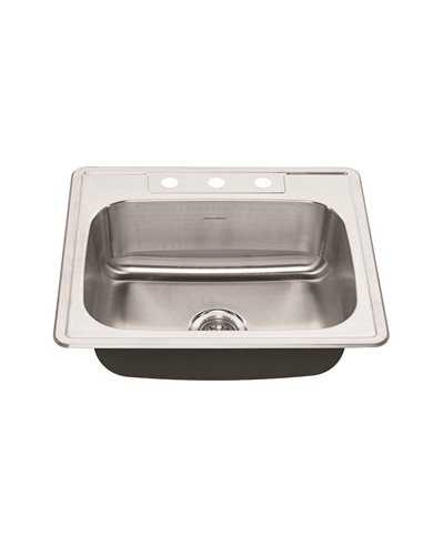 American Standard Colony 25 x 22-Inch Stainless Steel 3-Hole Top Mount Single Bowl Kitchen Sink