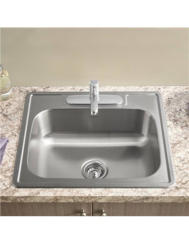 American Standard Colony 25 x 22-Inch Stainless Steel 3-Hole Top Mount Single-Bowl ADA Kitchen Sink