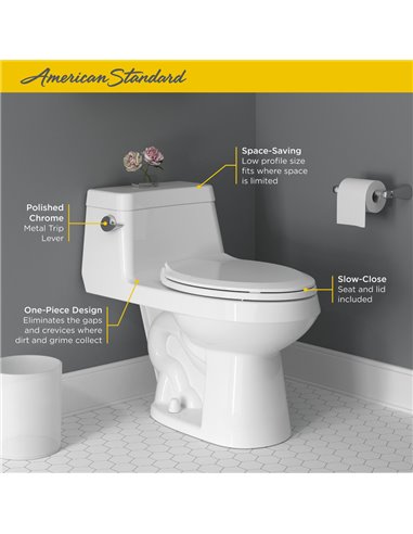 American Standard Colony One-Piece 1.28 gpf/4.8 Lpf Chair Height Elongated Toilet With Seat