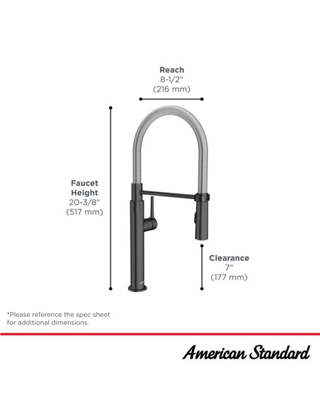American Standard Studio S Semi-Pro Pull-Down Dual Spray Kitchen Faucet With Spring Spout