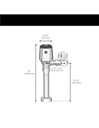 American Standard Ultima Selectronic Exposed Toilet Flush Valve, Diaphragm Type, Battery, 1.6 gpf/6.0 Lpf