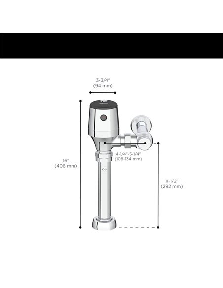 American Standard Ultima Selectronic Exposed Toilet Flush Valve, Diaphragm Type, Base Model, 1.6 gpf/6.0 Lpf