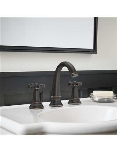 American Standard Delancey 8-Inch Widespread 2-Handle Bathroom Faucet 1.2 gpm/4.5 L/min With Cross Handles