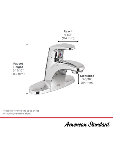 American Standard Colony PRO 4-Inch Centerset Single-Handle Bathroom Faucet 1.2 gpm/4.5 L/min With Lever Handle