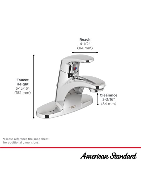 American Standard Colony PRO 4-Inch Centerset Single-Handle Bathroom Faucet 1.2 gpm/4.5 L/min With Lever Handle