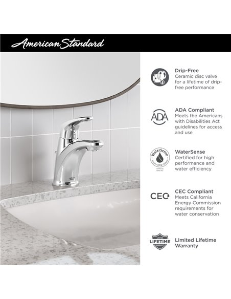 American Standard Colony PRO Single Hole Single-Handle Bathroom Faucet 1.2 gpm/4.5 L/min With Lever Handle