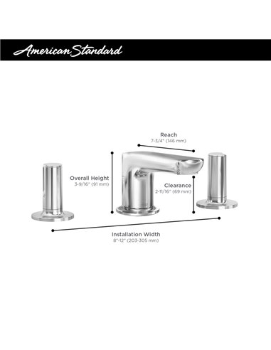 American Standard Studio S Widespread Low Spout Knob Handles 1.2 gpm/4.5 L/min With Lever Handles