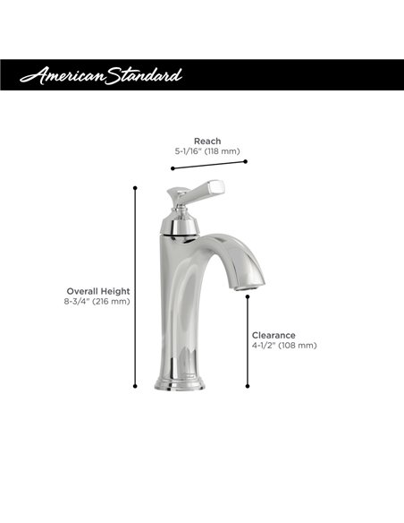 American Standard Glenmere Single Hole Single-Handle Bathroom Faucet 1.2 gpm/4.5 L/min With Lever Handle