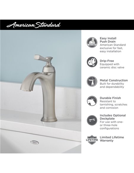 American Standard Glenmere Single Hole Single-Handle Bathroom Faucet 1.2 gpm/4.5 L/min With Lever Handle