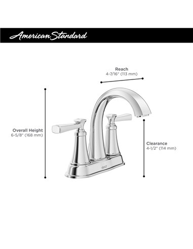 American Standard Glenmere 4-Inch Centerset 2-Handle Bathroom Faucet 1.2 gpm/4.5 L/min With Lever Handles