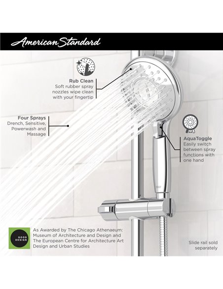 American Standard Spectra Handheld 2.5 gpm/9.5 L/min 5-Inch 4-Function Hand Shower