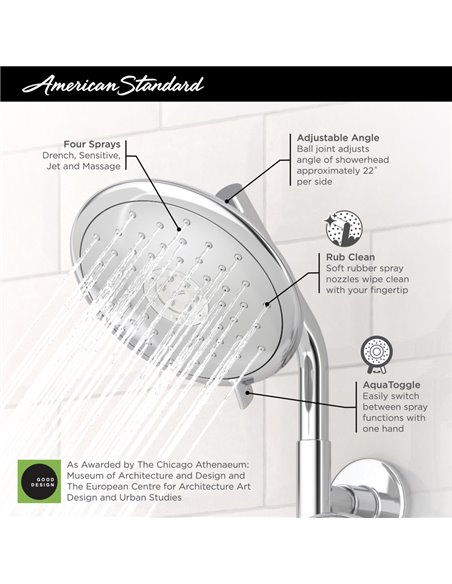 American Standard Spectra Fixed 7-Inch 1.8 gpm/6.8 L/
min Fixed Showerhead