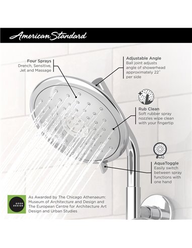 American Standard Spectra Fixed 7-Inch 1.8 gpm/6.8 L/
min Fixed Showerhead