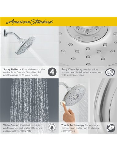 American Standard Spectra Touch 7-Inch 1.8 gpm/6.8 L/min Water-Saving Fixed Showerhead
