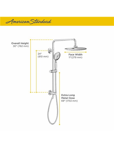 American Standard Spectra Versa 24-Inch 4-Function 1.8 gpm/6.8 L/min Shower System With Rain Showerhead