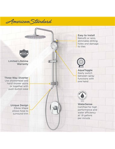 American Standard Spectra Versa 24-Inch 4-Function 1.8 gpm/6.8 L/min Shower System With Rain Showerhead