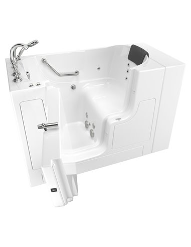 American Standard Gelcoat Premium Series 30 x 52-Inch Walk-in Tub With Whirlpool System - Left-Hand Drain With Faucet