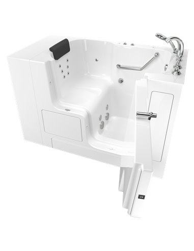 American Standard Gelcoat Premium Series 32 x 52-Inch Walk-in Tub With Whirlpool System - Right-Hand Drain With Faucet
