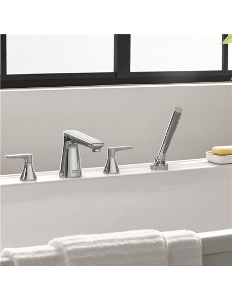 American Standard Millennial Deck Mount Bathtub Faucet with Lever Handles and Personal Shower