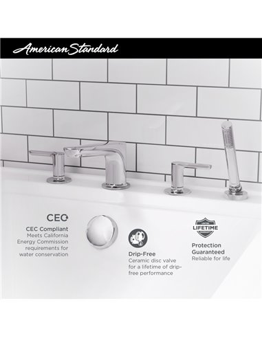 American Standard Studio S  Bathtub Faucet With Lever Handles and Personal Shower for Flash Rough-In Valve