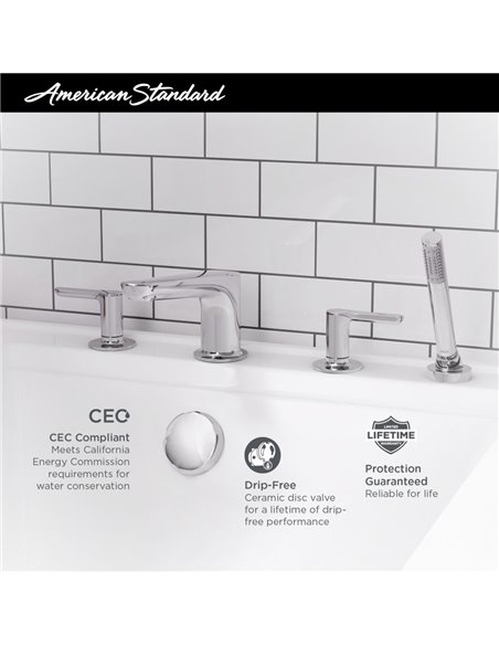 American Standard Studio S  Bathtub Faucet With Lever Handles and Personal Shower for Flash Rough-In Valve