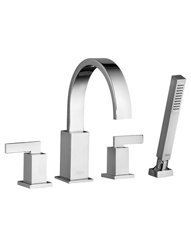 American Standard Time Square Bathtub Faucet With Lever Handles and Personal Shower for Flash Rough-In Valve