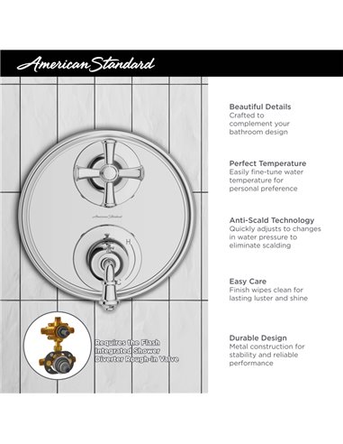 American Standard Delancey 2-Handle Integrated Shower Diverter Trim Only