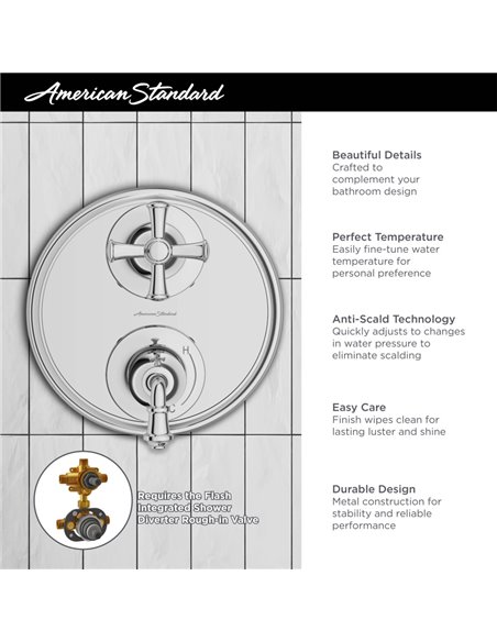 American Standard Delancey 2-Handle Integrated Shower Diverter Trim Only