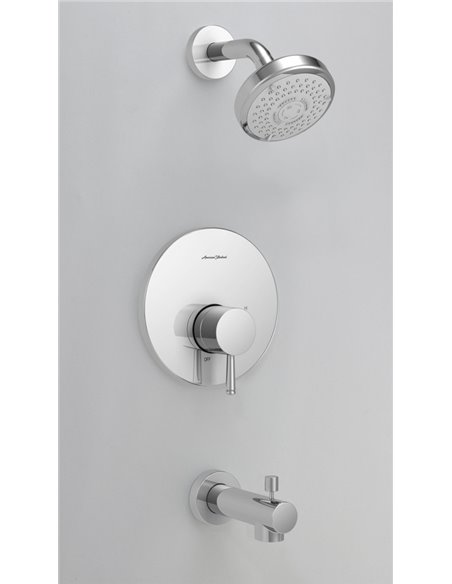 American Standard Serin 1.75 gpm/6.6 L/min Tub and Shower Trim Kit With Water-Saving 3-Function Shower Head, Double Ceramic Pres