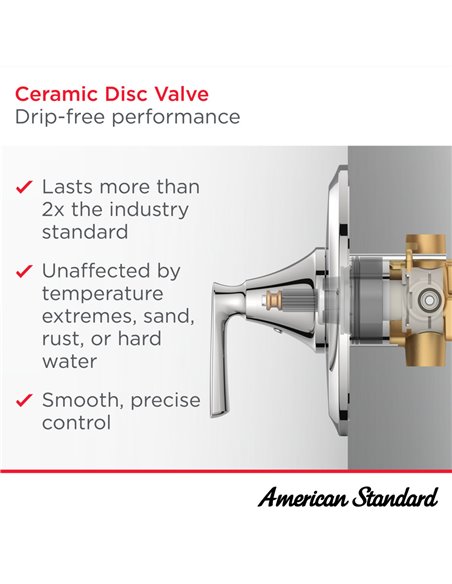 American Standard Colony PRO  1.75 gpm/6.6 L/min Tub and Shower Trim Kit With Water-Saving Showerhead, Double Ceramic Pressure B