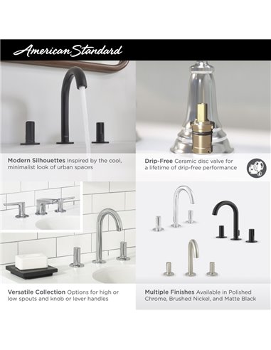 American Standard Studio S Valve Only Trim Kit With Double Ceramic Pressure Balance Cartridge With Lever Handle