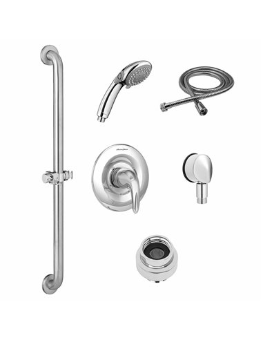 American Standard Commercial Shower System Trim Kit 1.5 gpm/5.7 Lpm with 36-Inch Slide-Grab Bar and Hand Shower