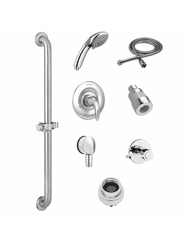 American Standard Commercial Shower System Trim Kit 1.5 gpm/5.7 Lpm with 36-Inch Slide-Grab Bar, Hand Shower and Showerhead