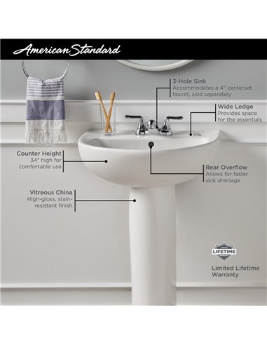 American Standard Evolution 24 Ped Lav 4 Centers - 0468004