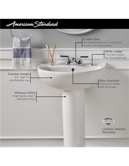 American Standard Evolution 24 Ped Lav 4 Centers - 0468004