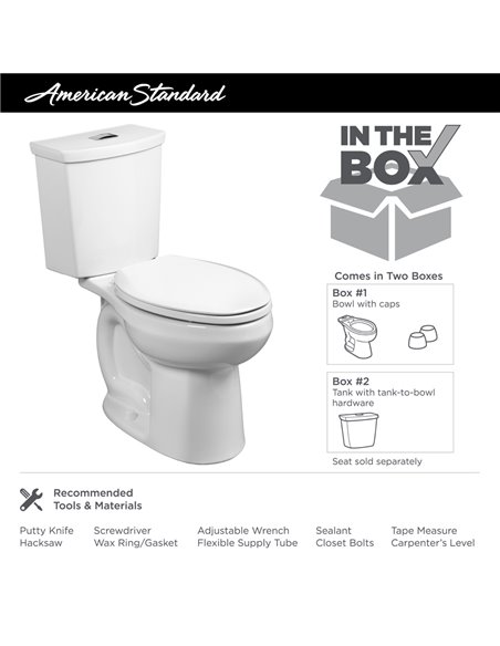 American Standard H2Option Two-Piece Dual Flush 1.28 gpf/4.8 Lpf and 0.92 gpf/3.5 Lpf Chair Height Elongated Toilet With Liner L
