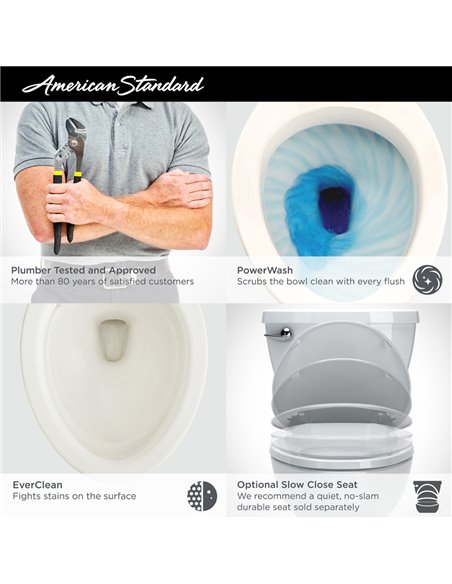 American Standard H2Option Two-Piece Dual Flush 1.28 gpf/4.8 Lpf and 0.92 gpf/3.5 Lpf Chair Height Elongated Toilet With Liner L