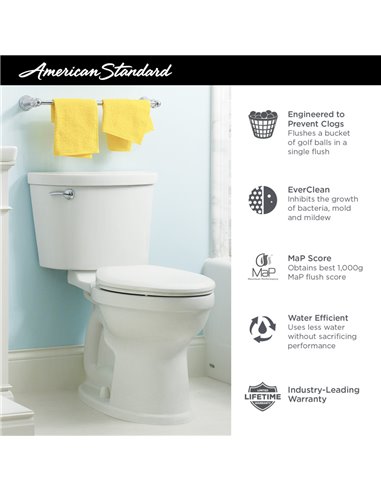 American Standard Champion Pro Two-Piece 1.6 gpf/6.0 Lpf Chair Height Elongated Toilet less Seat