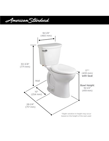 American Standard Cadet Pro Two-Piece 1.6 gpf/6.0 Lpf Chair Height Elongated 10-Inch Rough Toilet Less Seat
