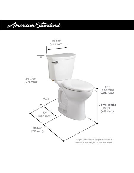 American Standard Cadet Pro Two-Piece 1.6 gpf/6.0 Lpf Chair Height Elongated 10-Inch Rough Toilet Less Seat