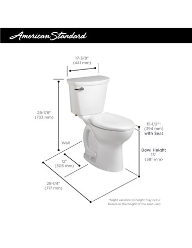 American Standard Cadet Pro Two-Piece 1.28 gpf/4.8 Lpf Standard Height Round Front Toilet Less Seat