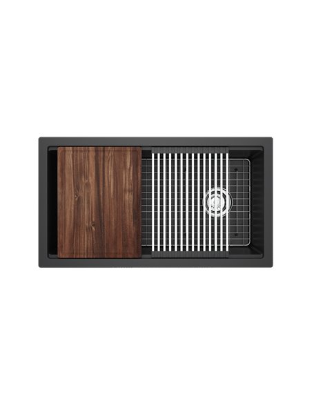 Riobel Fonsa FAUM3318WS 33" Quartz Chef/Workstation Sink with Accessories
