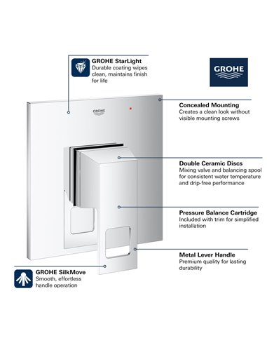 Grohe 14469 Eurocube Pbv Trim With Cartridge