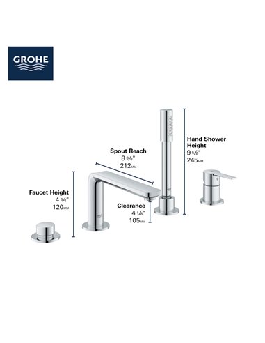 Grohe 19577 Lineare New Ohm Bath 4-H