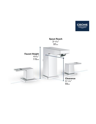Grohe 20370 Eurocube 2Hdl Basin 3-H M-Size Us