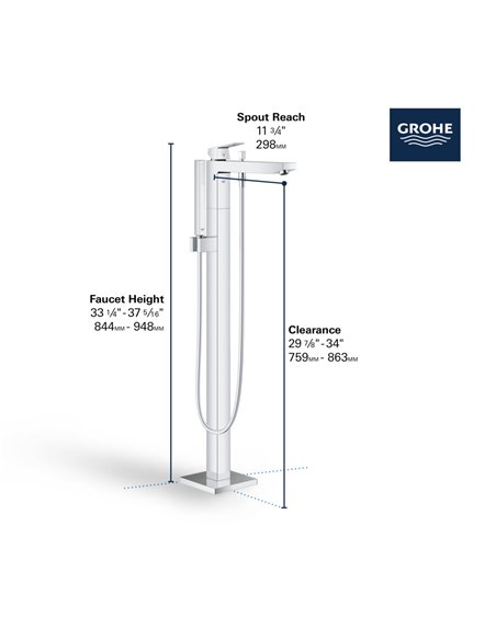 Grohe 23672 Eurocube Ohm Bath Freest. &Show.Set Us