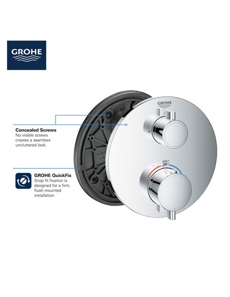Grohe 24107 Grohtherm Round Single Func Thm Trim
